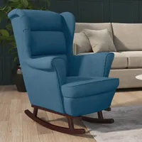 vidaXL Hojdacie kreslo s gumenými nohami z masívneho dreva Blue Velvet