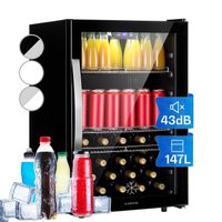 76L LED Glastürkühlschrank Mini Flaschenkühlschrank Getränkekühlschrank  Schwarz