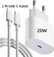 20W Schnellladegerät + 2 Meter USB-C Kabel 20W set für Original iPhone 11 / 12 / 13 / Pro / Max Ladegerät Netzteil Adapter