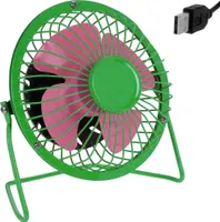 USB Ventilator Tischventilator Mini Metall 360° neigbar Ø 13,5cm Ein/Aus-Schalter elektrisch Schutzgitter Farbwahl Grün/Rosa