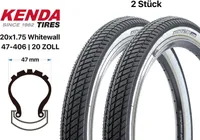 2 Stück 20 Zoll Fahrrad Falt Reifen SET KENDA Konversion 20x1.75 BMX 47-406 Whitewall