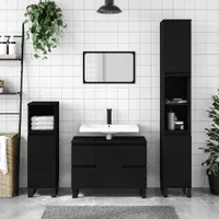 vidaXL Badschrank Schwarz 80x33x60 cm Holzwerkstoff