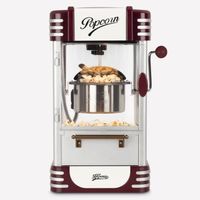 H.Koenig Popcorn Machine, einfach und schnell, Retro-Design, Topf aus Edelstahl und Aluminium, Kapazität 50 g, 360 W