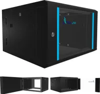 Extralink 6U 600x600 AZH Černá Racková skříň montovaná na zdi, dvoudílná