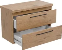 Paplinskioebel Badezimmerschrank mit Aufsatz für Sockelwaschbecken 80,5 x 79,8 x T 40 cm, wandhängender Badezimmerschrank, zwei Schubladen