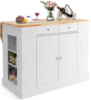 GOPLUS Kücheninsel mit erweiterbarer Arbeitsfläche, Küchenschrank aus Holz mit Schubladen und Regalen, Sideboard für Küche & Esszimmer