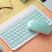 10'' Bluetooth Tastatur mit Kabellos Maus Für iPad Handy Tablet PC Desktop Laptop, Wiederaufladbar Grün Tastatur mit Maus set