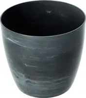 KADAX Blumentöpf "Agen", Pflanzkübel, runder Blumenkübel aus Kunststoff, 18 cm, grauer Marmor