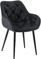 DELUKE® Esszimmerstuhl VIVI - Schwarz Samt, Metall | 83x58x62cm | Strapazierfähiger & pflegeleichter Bezug | Esszimmerstühle Stuhl Esszimmer Küchenstühle Wohnzimmerstühle