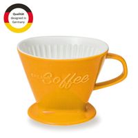 Creano Porzellan Kaffeefilter (Safrangelb), Filter Größe 4 für Filtertüten Gr. 1x4, ca. 800gr Gewicht für extrem sicheren Stand, Achtung schwer, in 6 Farben erhältlich