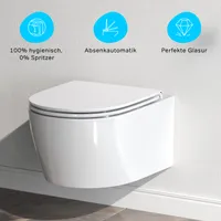 AM.PM Spülrandloses WC Toilette für Gäste-WC Hänge-WC FlashClean aus Keramik Wand-WC X-Joy S Spülrandloses Wand-WC mit Softclosing-Sitzabdeckung