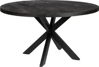 Zita Home EL - Esstisch - 110cm rund - schwarz - Massivholz Metall Kreuzbein