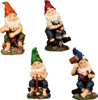 Gartenfiguren 4 lustige Gartenzwerge Figuren 22 cm