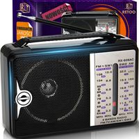 Tragbares Radio Retro mit 3 Frequenzen AM/SW/FM 64–108 MHz Vintage Radio Hohe Lautstärke Traditionelles Radio R20-Batterie 155x55x100mm Schwarz Retoo