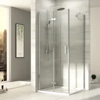 EMKE sprchový kout 80 x 80 x 195 cm rohový vstup skládací dveře sprcha 180º skládací sprchová zástěna sprchový kout s bočním panelem 6mm tvrzené bezpečnostní sklo