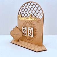 Ramadan Kalender aus Holz Eid Countdown Kalender, Eid Mubarak Kalender, Adventskalender für Innen- und Außendekoration Dekoration, Kranz
