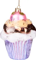 BRUBAKER Cupcake - Handbemalte Weihnachtskugel aus Glas - Christbaumschmuck Figuren lustig Deko Anhänger Baumkugel - 13 cm