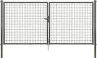 Alberts Wellengitter-Doppeltor mit Zubehör, Breite 300 cm, Höhe 150 cm, anthrazit-metallic, zum Einbetonieren, Pfostentärke 60 mm