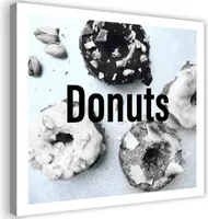 Leinwandbild schwarze und weiße donuts 50x50 cm Feeby grau wandbild bereit zum aufhängen