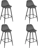 Klihome Barhocker, Küchenhocker Samt, mit Fußstütze, gepolstert, Metallbeinen, Dunkelgrau