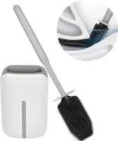 Toilettenbürste Silikon, Behälter, Badezimmer, Gäste-WC, Wandmontage, Stehen, Weiß Grau