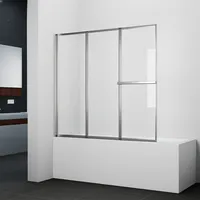 MARWELL Silver Vital parawan nawannowy sk?adany chrom - 3-skrzyd?owy, 166x140cm - kabina prysznicowa z uchwytem na r?cznik - kabina prysznicowa
