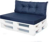 Palettenkissen set 120x50+Rückenkissen 120x50cm| Sitzkissen outdoor| Europaletten kissen| Palettenkissen auflagen Dunkelblau| Gartenkissen