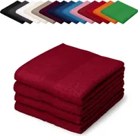 4er PACK Saunatücher XXL 100x200 cm Saunalaken Strandtücher Saunahandtücher 100% Baumwolle Badelaken, Farbe: Bordeaux