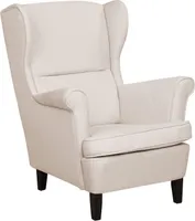 BELIANI Ohrensessel Hellbeige Polsterbezug Gummibaumholzbeine Wohnzimmer Skandinavischer Stil