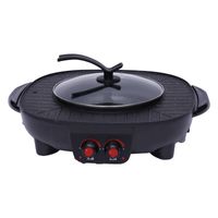 2100W 2-in-1 Grillpfanne Hot Pot BBQ Elektro Hotpot Ofen Rauchfreie Grillmaschine mit Topfdeckel