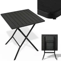 ONBEST Balkontisch klappbar | Schwarz | 56,5 x 62 cm | Holzoptik | Kunststoff | mit Stahlgestell