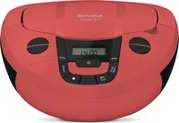 TechniSat Viola CD-1 - przenośny stereofoniczny odtwarzacz CD, boombox z praktycznym uchwytem do przenoszenia (radio CD dla dzieci, tuner radiowy FM, odbiór Bluetooth, moc 2 x 1 W RMS, zasilanie sieciowe i bateryjne) czerwony