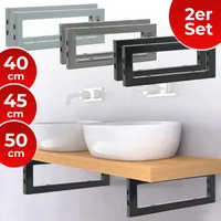 Wandkonsole für Waschtisch 2er Set Schwarz Grau Industrial Waschtischhalterun, Metall Regalhalter Regalträger Konsole Farbe: Grau Maße: 150x400 mm