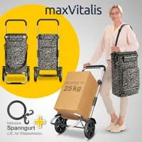 maxVitalis Einkaufstrolley klappbar, Einkaufswagen mit Kühlfach, 3in1 Trolley, Sackkarre & Umhängetasche Taupe