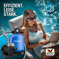 MONZANA® Sandfilteranlage SF102K 9960L/h bis 35.000L Pool Selbstansaugend 400 Watt 2in1 Adapter Ø32–38mm 7Wege Ventil Sandfilterpumpe Poolfilter