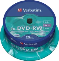 Verbatim - 25 x DVD-RW - 4.7 GB ( 120 Min. ) 4x - mattes Silber - Spindel