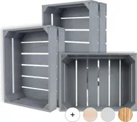 Creative Deco 3 x Holzkiste Grau | 40 x 30 x 15 cm | Weinkisten Set Obstkiste Holz | Holzbox Kiste Geschenkkorb Spielzeugkiste Aufbewahrungsbox