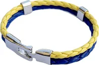 Ukrainisches Farblich Passendes Armband Fantasieleder Geflochten Gelb Und Blau 22CM