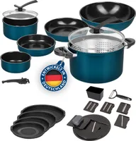 Kelton Pfannenset Töpfe Set 3 in 1 mit Deckel und Gemüseschneider 27 tlg., Kochgeschirr mit Pfannen und Kochtöpfen mit Antihaft Beschschichtung
