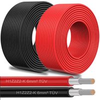 Solar Solarleitung Solarkabel Schwarz Rot 4mm² 6mm² PV Kabel für Solarmodule , Farbe:Schwarz, Kabelquerschnitt:4mm²