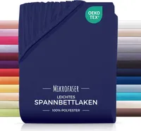 Mikrofaser Spannbettlaken 180x200 Navy  Blau