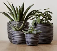 Capi 4-tlg. Blumentopf-Set Nature Rib Anthrazit