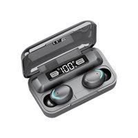 F9 Kabelloses Bluetooth-Headset, Stereo-Sound | BT 5.0 | Intelligente Geräuschunterdrückung | Batterieanzeige | Geringer Stromverbrauch, Schwarz