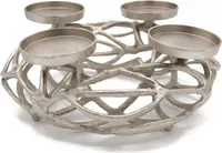 Adventskranz Kerzenhalter Aluminium Silber Weihnachtsdeko Durchmesser 30cm