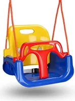 TolleTour Kinderschaukel 3 in 1 Babyschaukel Outdoor abnehmbare Freien Schaukelsitz Kinder mit Rueckenlehne und Anschnallgurt, Einstellbare Hoehe, fuer Garten, Kinderzimmer, Spielzeugraum¡­