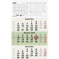 Dreimonatskalender Recycling 2022 - 29,7x48,5 cm - mit Kopftafel und Datumsschieber - Blauer Engel - Mehrmonatsplaner - 956-0700