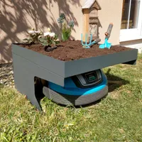 Mähroboter-Garage mit Pflanzkasten HWC-G60, Dach Unterstand für Rasenmäher, Metall 37x60x70cm  anthrazit