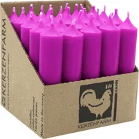 Stabkerzen aus Paraffin, 100/22 mm, Aubergine, KERZENFARM HAHN, Brenndauer ca. 4h, 25 Stück pro Verpackung