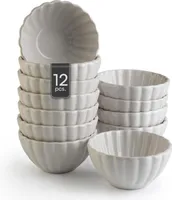 Müslischalen - 350 ml - Creme - Steingut - in Rillenoptik - 12er Set