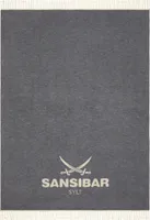 Sansibar Sylt Wohndecke Jacquard Scotch Decke mit dekorativem Sansibar Logo und Fransen, 150x200 cm, anthrazit/offwhite